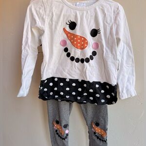 Boutique super soft cute snowman set, LS tee and leggings 5T
